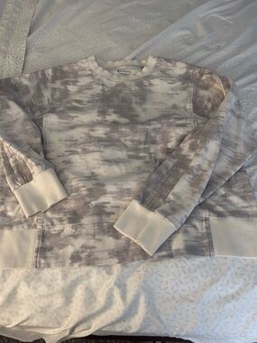 Athleta Women’s Tie-Dye Crewneck Sweatshirt - Light Gray & Cream medium